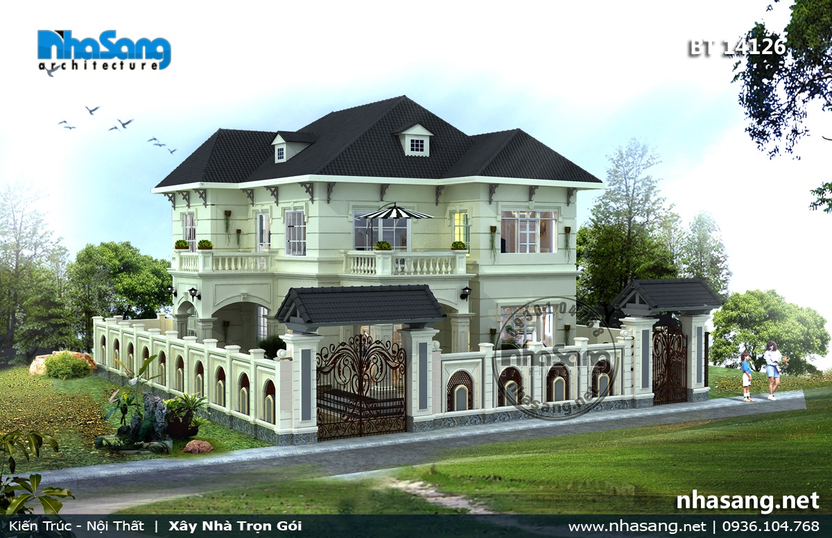 Mẫu thiết kế nhà biệt thự 2 tầng tân cổ điển